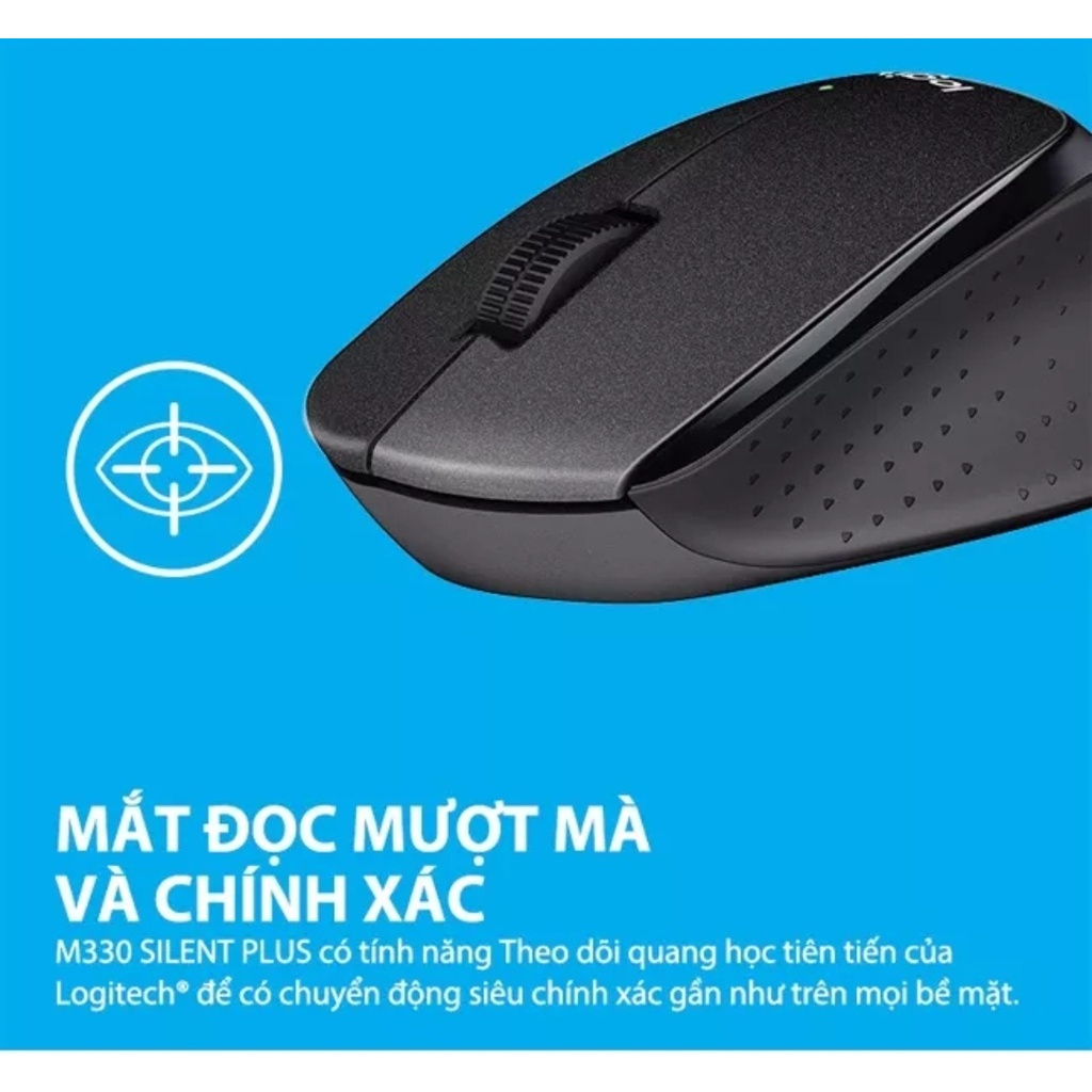 Chuột Máy Tính Không Dây Logitech M330 Silent Plus - Tặng Kèm Pin