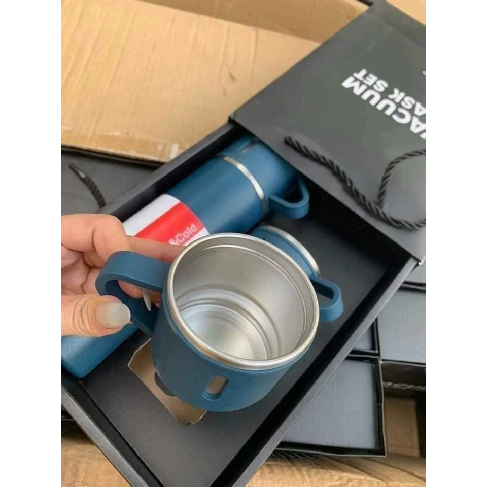 Bộ Bình Giữ Nhiệt Có Kèm 2 Cốc 500ML Lõi Inox Cao Cấp, Fullbox Làm Quà Tặng Sang Trọng Chất Lượng Cao