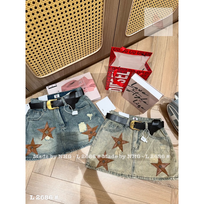 Chân váy jeans ngôi sao dáng ngắn hàng QC loại 1 kèm betl có not trong ảnh thật - sẵn