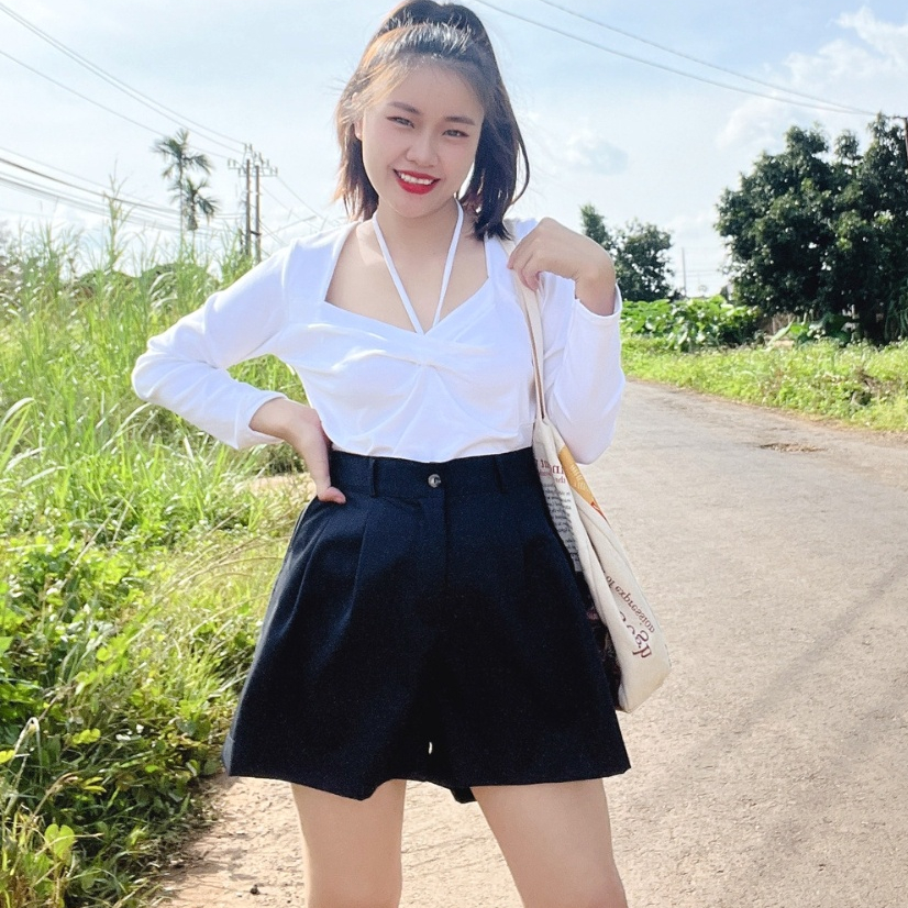 Quần đùi bigsize Cô Nhỏ , Quần short nữ big size lưng thun và khóa kéo ngoại cỡ Q8