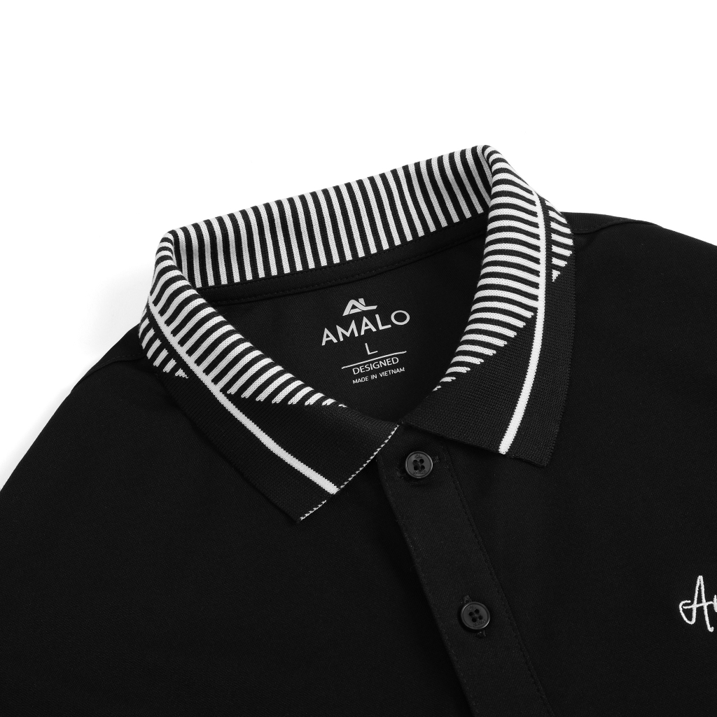 Áo polo nam tay ngắn bẻ cổ VERTICAL  BLACK chất vải cá sấu cotton XOFIA mềm mịn, thoáng mát, chóng nhăn AMALO PL101