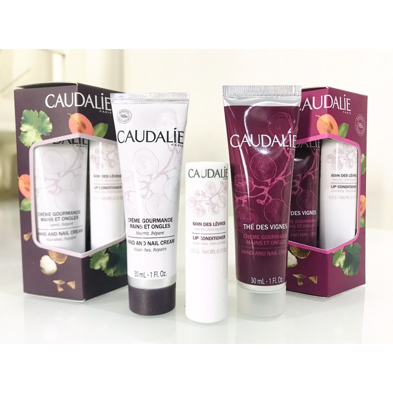 Set kem dưỡng da tay + móng và son dưỡng Caudalie chính hãng