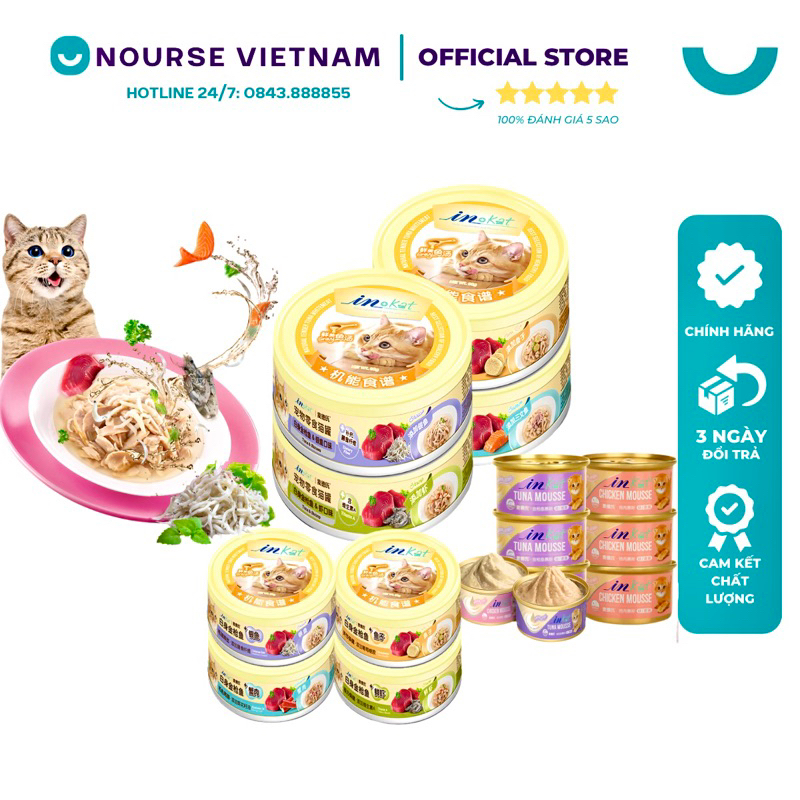 Pate InKat cho mèo hỗ trợ bổ mắt, dưỡng lông, tiêu búi lông, bổ xương khớp (80gr)