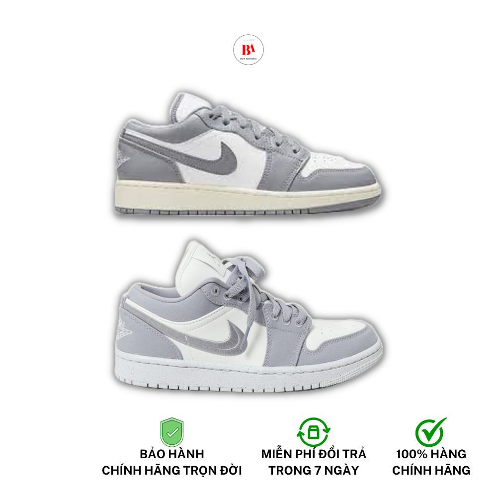 Chính Hãng Giày Nam Nữ Jordan 1 Low Steal Grey v Vintage Grey
