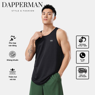 Áo tank top thể thao nam khoét nách DAPPERMAN 100% Polyester nhanh khô thoáng khí thoải mái vận động