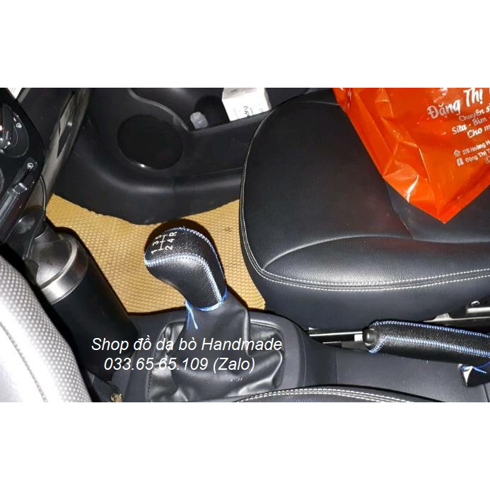 Combo bộ bọc cần số phanh tay Mitsubishi Attrage, mirage, triton, pajero số sàn bằng da bò thật