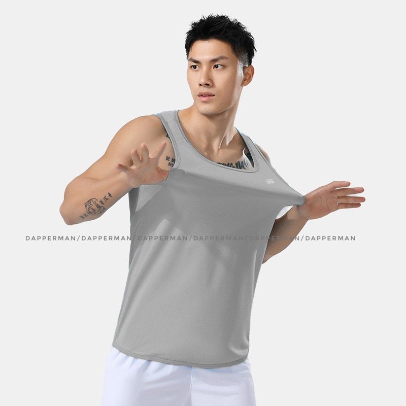 Áo tank top thể thao nam khoét nách DAPPERMAN 100% Polyester nhanh khô thoáng khí thoải mái vận động
