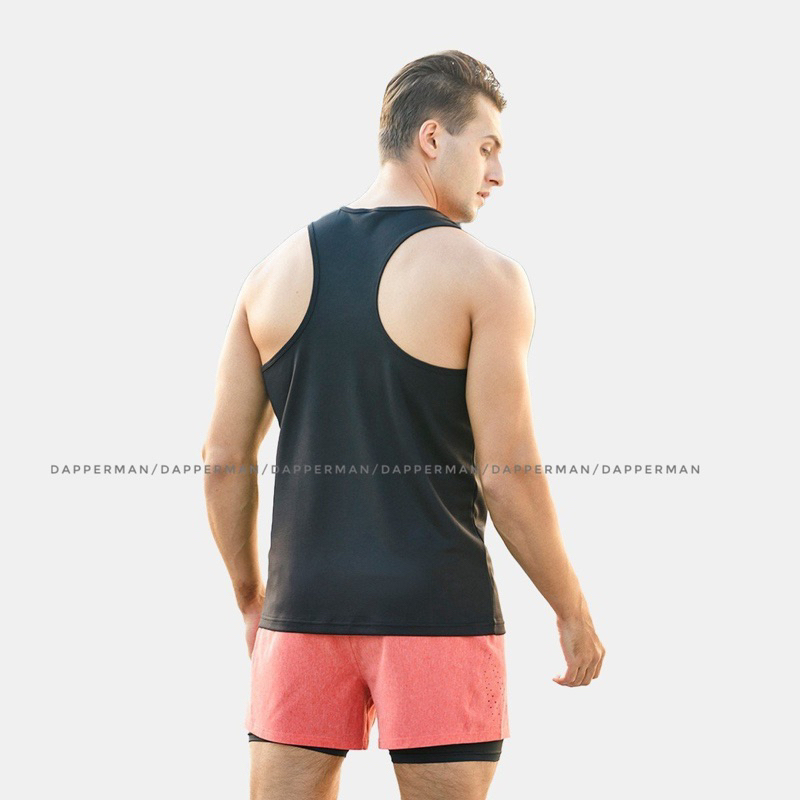 Áo tank top thể thao nam khoét nách DAPPERMAN 100% Polyester nhanh khô thoáng khí thoải mái vận động