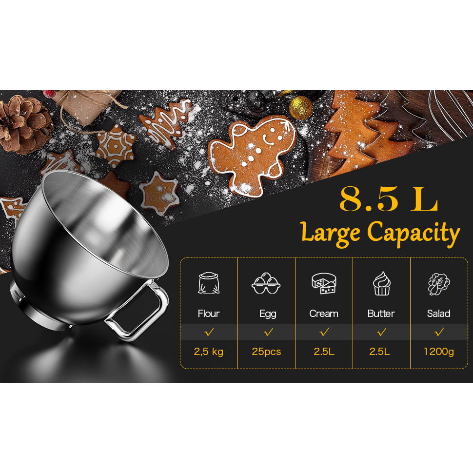 Máy nhào bột DOBBOR 8.5L 1500W SM-1553 - Bánh răng bằng kim loại nhào được 1 kg bột khô - COOKLEE