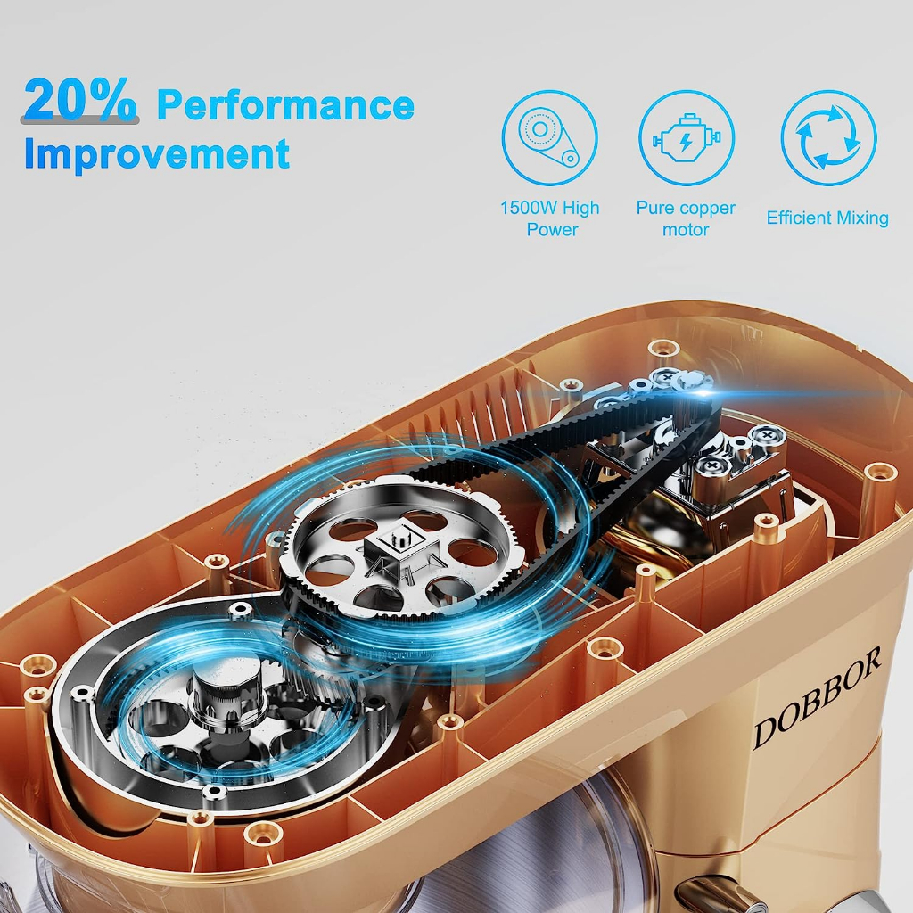 Máy nhào bột DOBBOR 8.5L 1500W SM-1553 - Bánh răng bằng kim loại nhào được 1 kg bột khô - COOKLEE