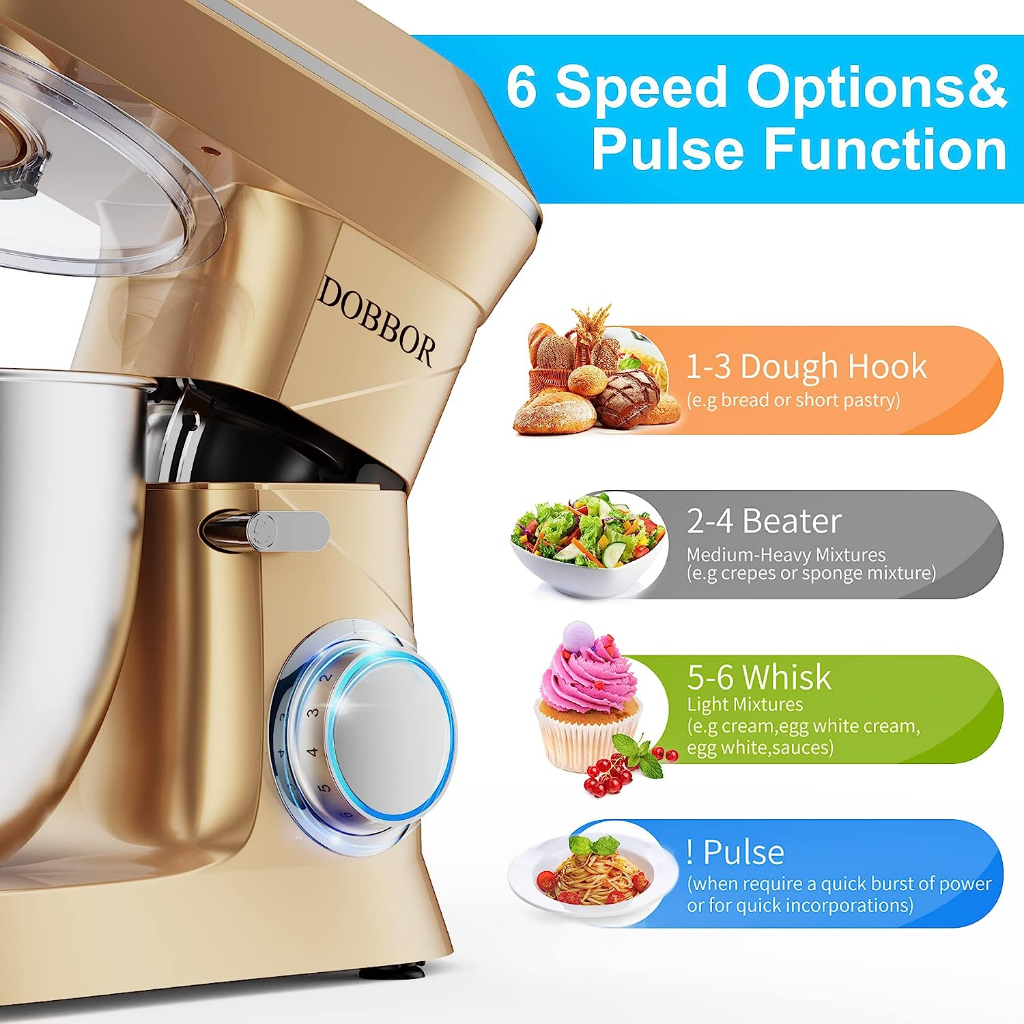 Máy nhào bột DOBBOR 8.5L 1500W SM-1553 - Bánh răng bằng kim loại nhào được 1 kg bột khô - COOKLEE