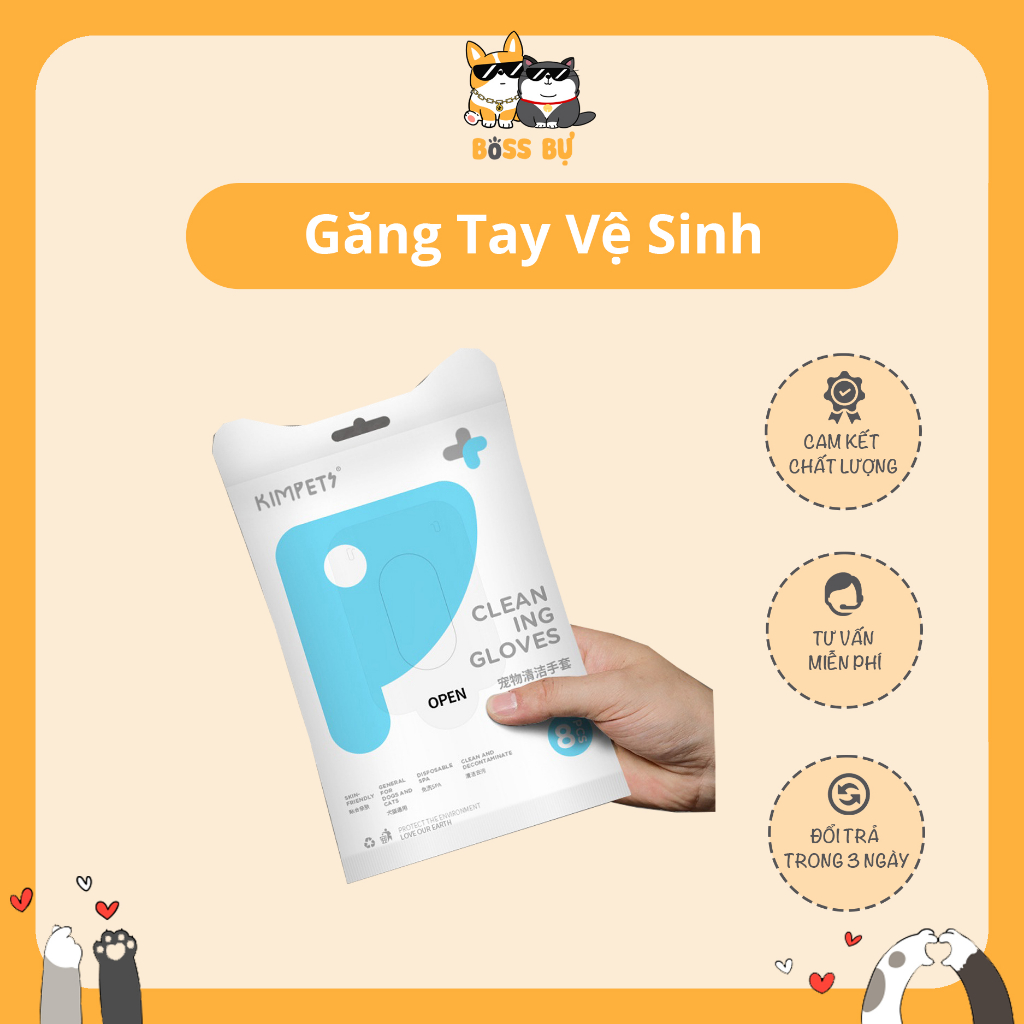 Găng Tay Message Vệ Sinh Chó Mèo 8 Cái, Không Hóa Chất, Loại Bỏ Các Vết Bẩn Trên Lông, Khử Mùi Hôi - Boss_Bu
