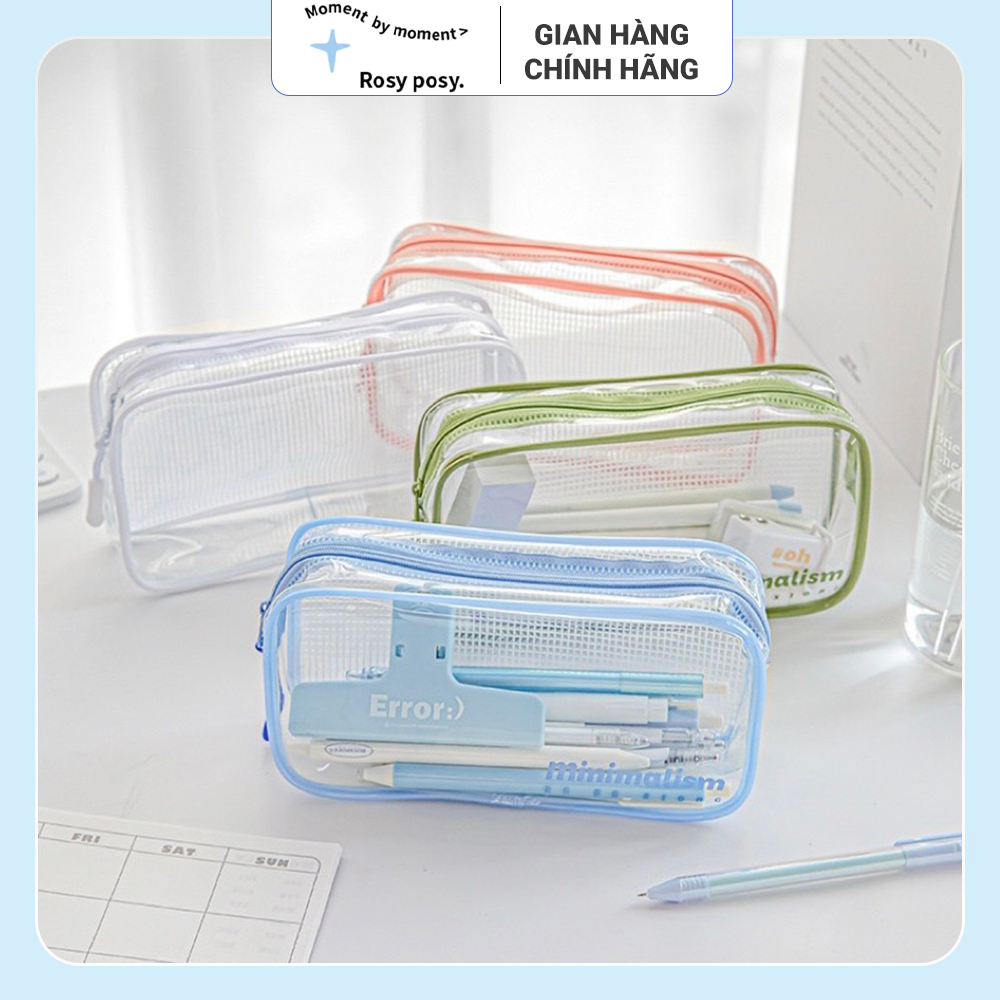 Túi Đựng Bút Minimalism Trong Suốt PVC Chống Thấm Nước Phong Cách Basic