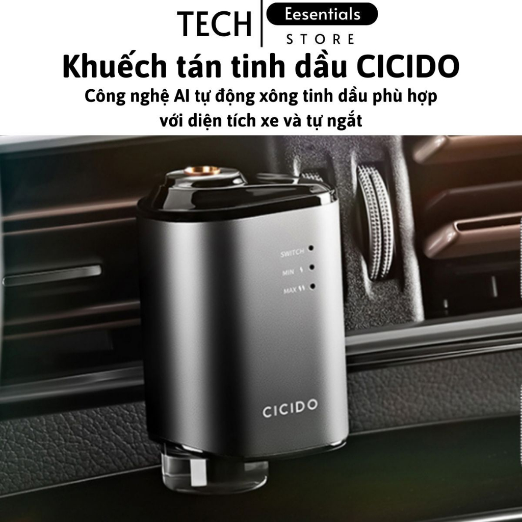 Máy khuếch tán tinh dầu ô tô Cicido chính hãng máy xông tinh dầu thông minh tự ngắt và có nguồn pin dự phòng lớn