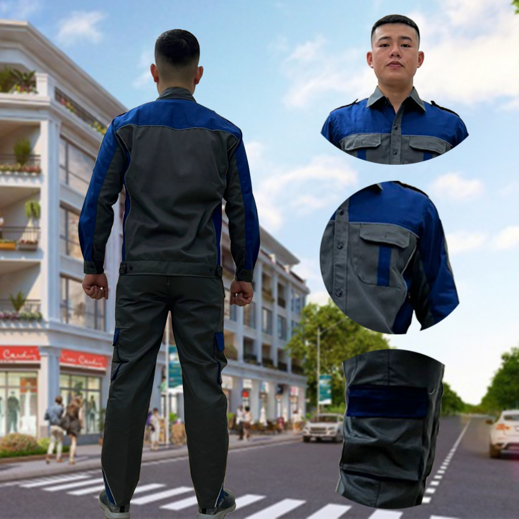 M36 - Bộ quần áo bảo hộ lao động  dài tay bằng vải Kaki liên doanh 3.1 cho công nhân, kỹ sư