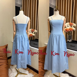Đầm dáng dài maxi 2 dây denim