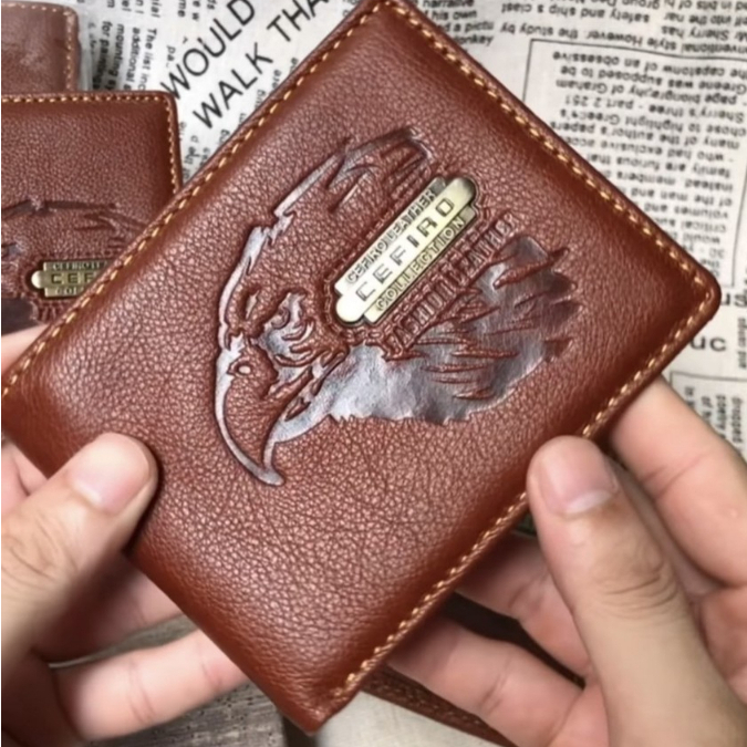 Bóp Ví Cefiro Nam Da Bò Thật  -Màu Độc Quyền TABUSTORE -Hình Đại Bàng Cao Cấp  - Bóp Nam Đựng Thẻ- Bảo Hanh 12T