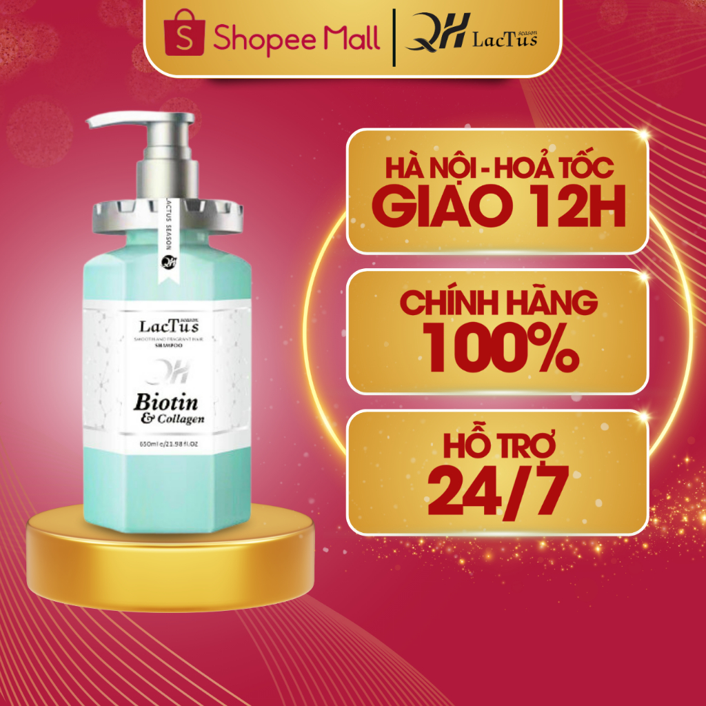 Lẻ Dầu gội biotin QH Lactus season giảm tóc gãy rụng, giảm gàu, dầu thừa và bã nhờn 650ml