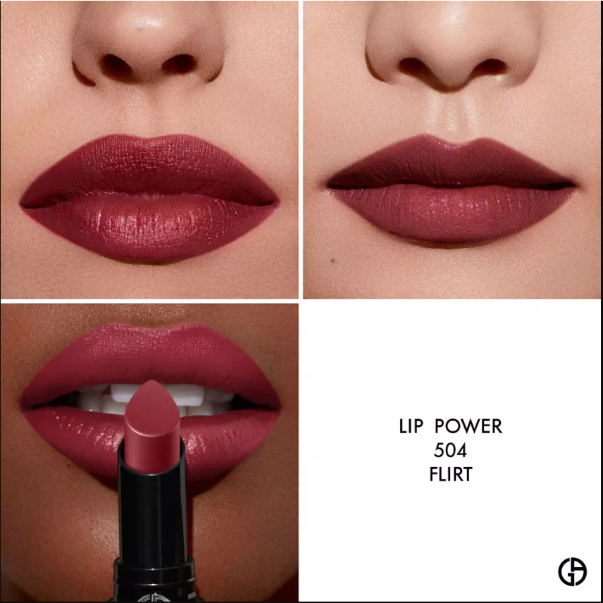 Sample Son môi Giorgio Armani lip power 3 màu 04 SEFLESS, 400 FOUR HUNDRED, 504 FLIRT