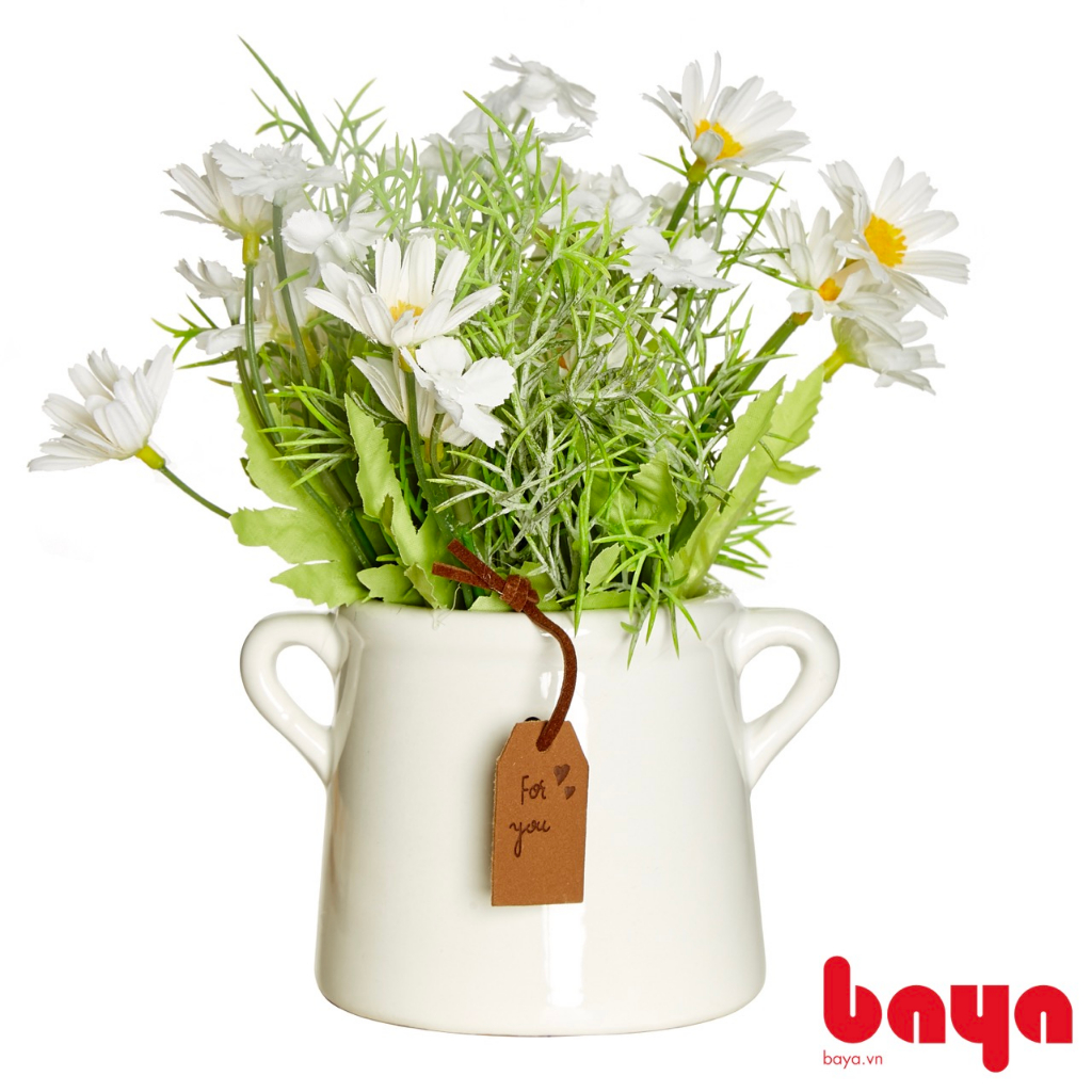 Đồ Trang Trí Chậu Sứ Hoa Cúc Giả Hình Tròn BAYA DAISY ∙ 2001945