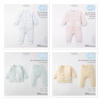 Bộ quần áo cài thẳng cho bé từ 0-12M