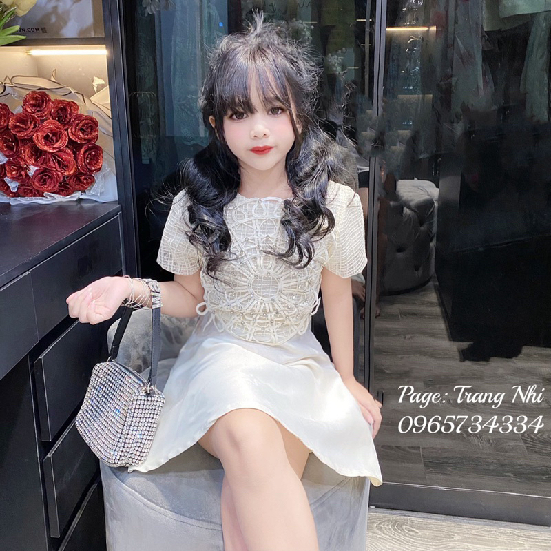 Váy tafta lưới đính đá sang chảnh công chúa sang chảnh size đại 17-42kg