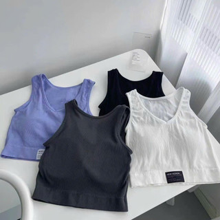 Áo ba lỗ croptop cổ tim kèm mút ngực cao cấp loại 1