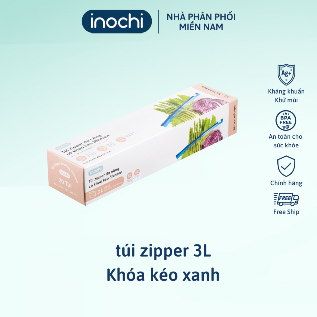 Túi zip đựng thực phẩm, bảo quản bánh kẹo trong suốt Inochi tự hủy sinh học, an toàn tối đa