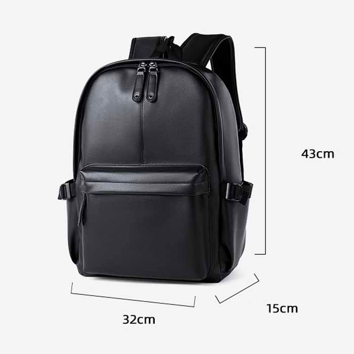 Balo nam da xịn đen trơn đơn giản, cặp sách đi học học sinh sinh viên thời trang, ba lo laptop 16inch MINA