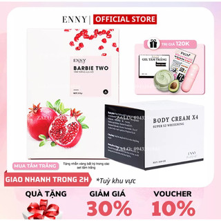 CHĂM SÓC DA BODY ENNY GỒM KEM BODY X4 SUPER TRẮNG DA VỚI TẮM TRẮNG LỰU ĐỎ