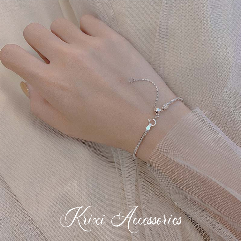 Lắc tay bạc 925 nữ Krixi Silver, vòng tay bạc ý dây xù lấp lánh thời thượng