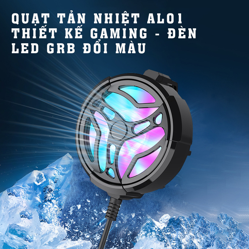 Quạt Tản Nhiệt Giá Rẻ Cho Điện Thoại AL01 Có Đèn Led RGB
