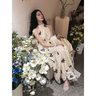 Đầm CỔ YẾM, đầm cổ yếm Maxi hoa đi biển phong cách nhẹ nhàng cho mùa hè
