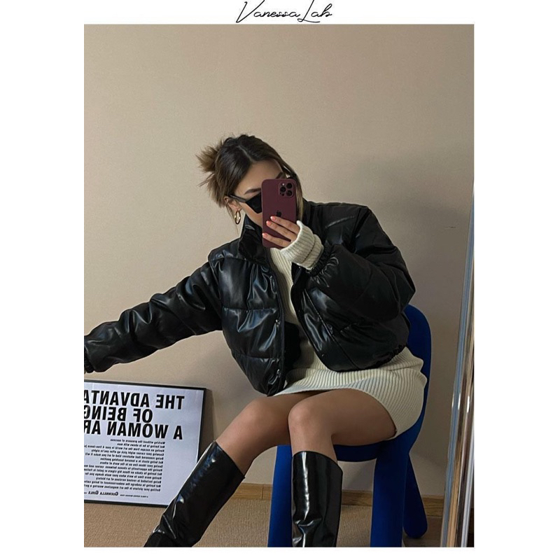 ÁO KHOÁC PHAO DA TRƠN DÁNG NGẮN NAM NỮ CAO CẤP LOẠI 1