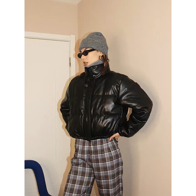 ÁO KHOÁC PHAO DA TRƠN DÁNG NGẮN NAM NỮ CAO CẤP LOẠI 1