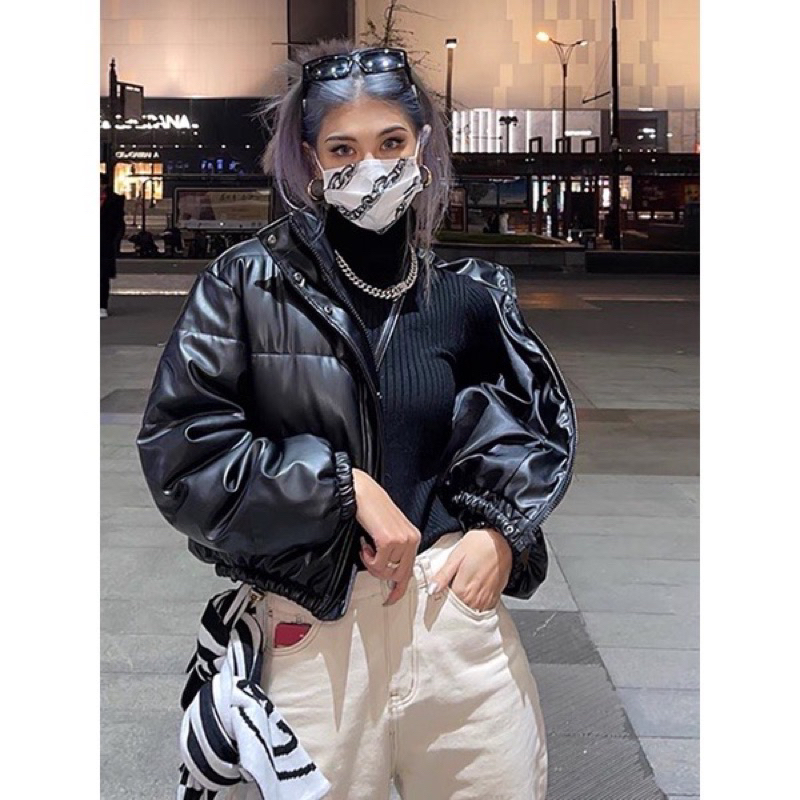 ÁO KHOÁC PHAO DA TRƠN DÁNG NGẮN NAM NỮ CAO CẤP LOẠI 1