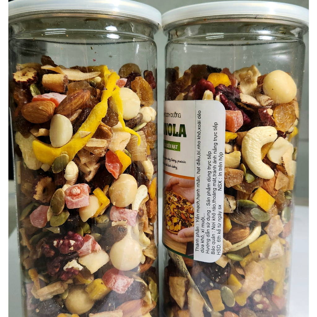Ngũ cốc Granola siêu hạt,siêu dinh dưỡng, nguyên vị, thơm ngon thượng hạng hủ pet 500gram
