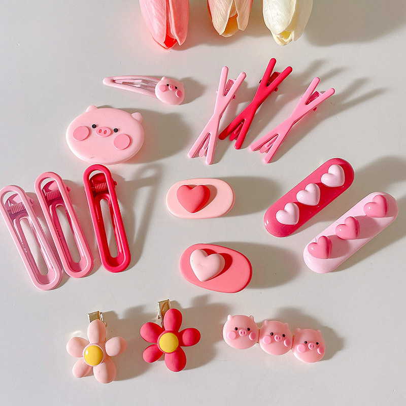 Set 19 món kẹp tóc màu hồng SODALY set cặp tóc màu hồng cute ngọt ngào dễ thương cho nàng