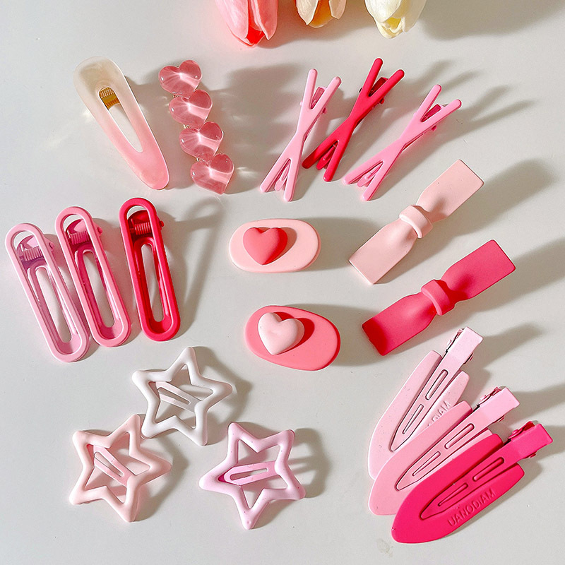 Set 19 món kẹp tóc màu hồng SODALY set cặp tóc màu hồng cute ngọt ngào dễ thương cho nàng