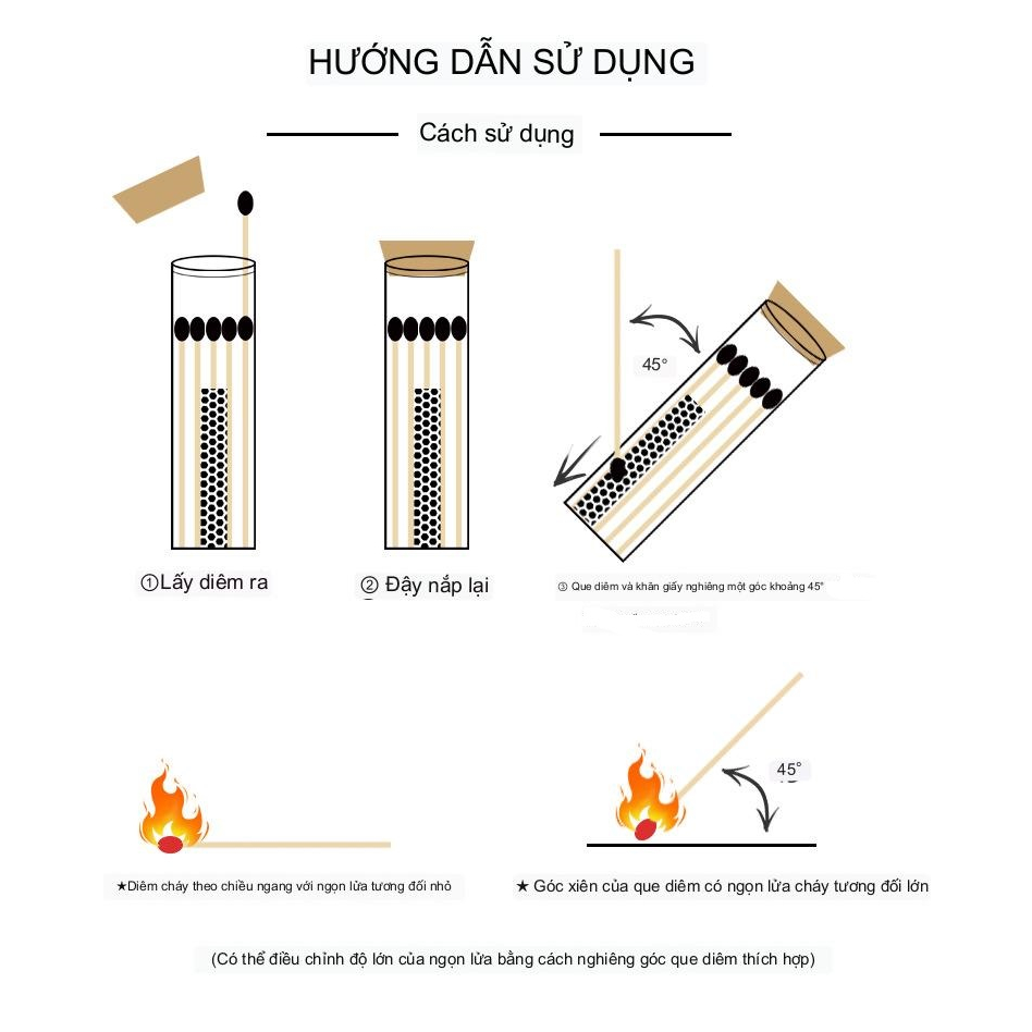 Dụng cụ đốt nến thắp nến thơm Handmade chuyên dụng que dài nhiều màu