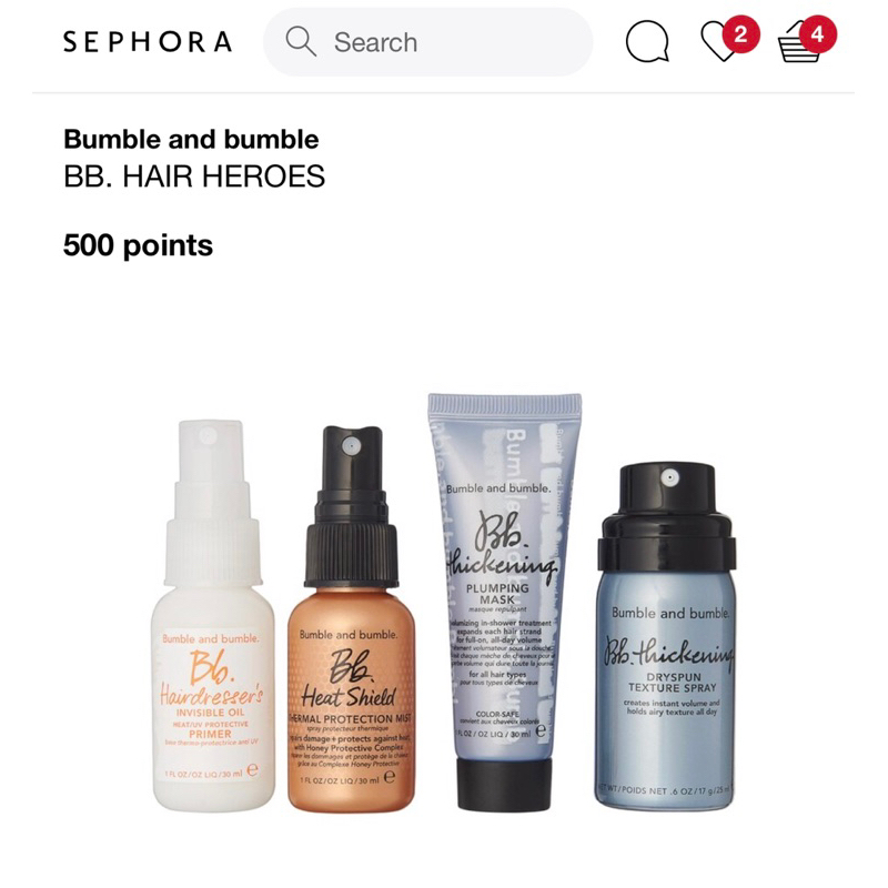 Set 4 món dưỡng tóc mini Bumble and Bumble