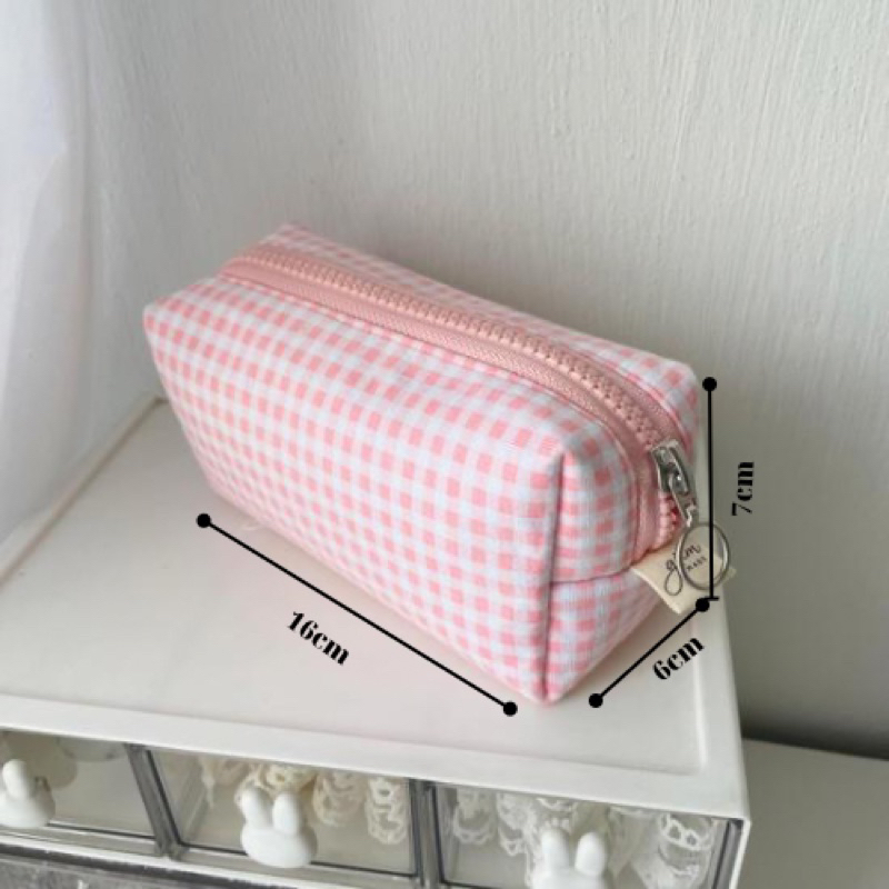 Pouch mỹ phẩm 16*7*7cm, hộp bút vải cotton hoa trần bông