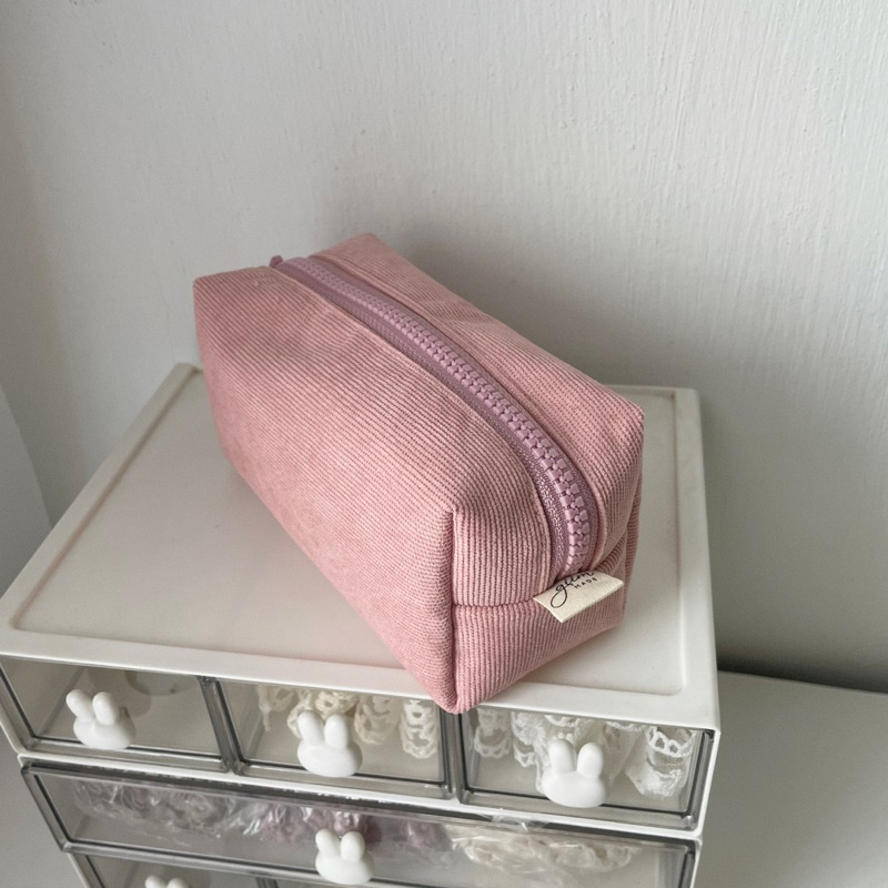 Pouch mỹ phẩm 16*7*7cm, hộp bút vải cotton hoa trần bông