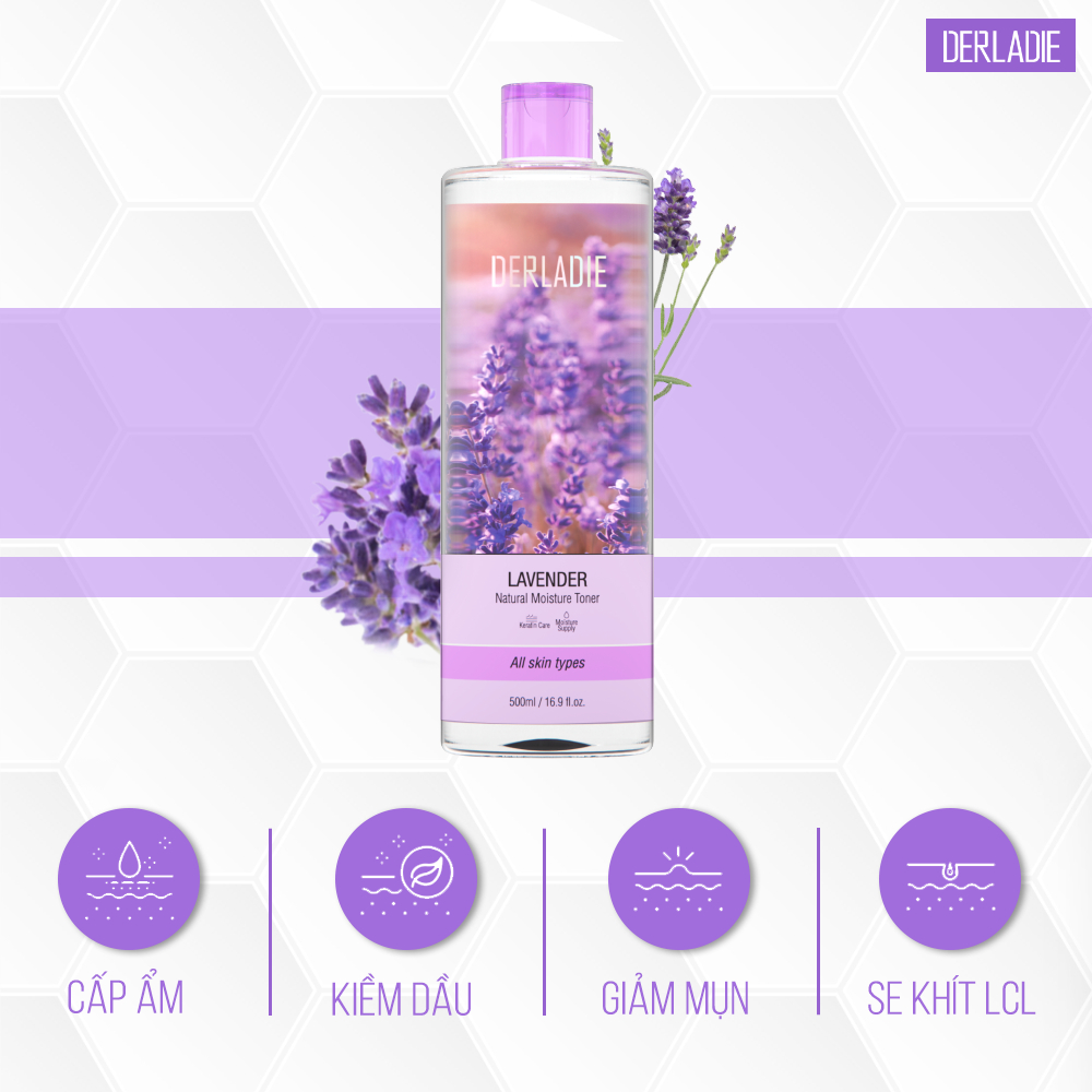 Nước Cân Bằng Da, Kiềm Dầu Derladie Lavender Natural Moisture Toner 500ml