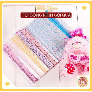 Túi giấy kiếng gói quà trong suốt set 10 túi giấy kiếng hoạ tiết nhí gói quà