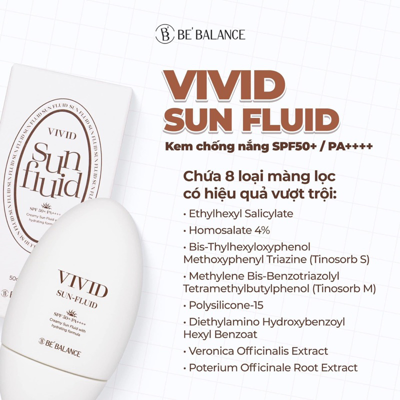 KEM CHỐNG NẮNG VIVID SUN FLUID 5Oml BEBALANCE