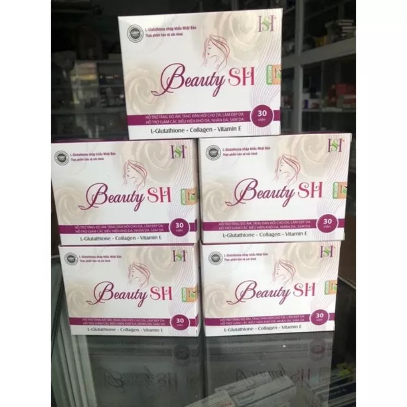 Viên Uống Beauty SH Làm Đẹp Da Bổ Sung L - Glutathione, Collagen, Vitamin E Chống Lão Hóa Da - Hộp 30 Viên