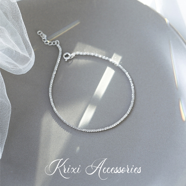 Lắc tay bạc 925 nữ Krixi Silver, vòng tay bạc ý dây xù lấp lánh thời thượng