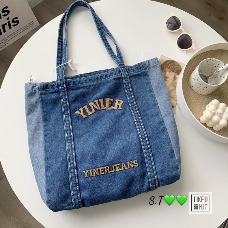 Túi Xách Vải Denim Màu Sắc Xinh Xắn Dành Cho Nữ