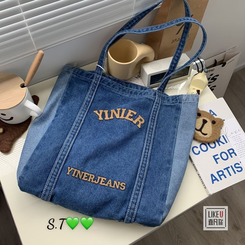 Túi Xách Vải Denim Màu Sắc Xinh Xắn Dành Cho Nữ